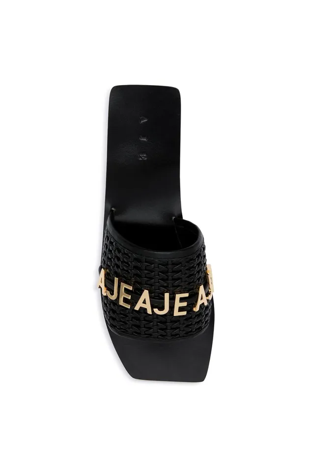 Aje Esme Woven Logo Slide Black Women Shoes