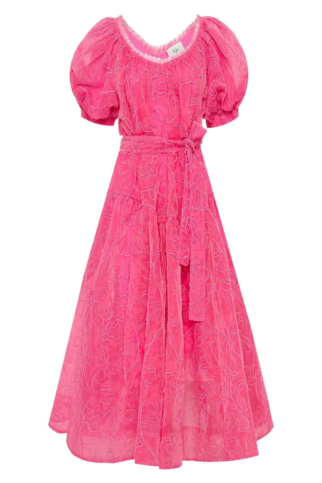 Aje Evangeline Cornelli Midi Dress Protea Pink Women Dresses