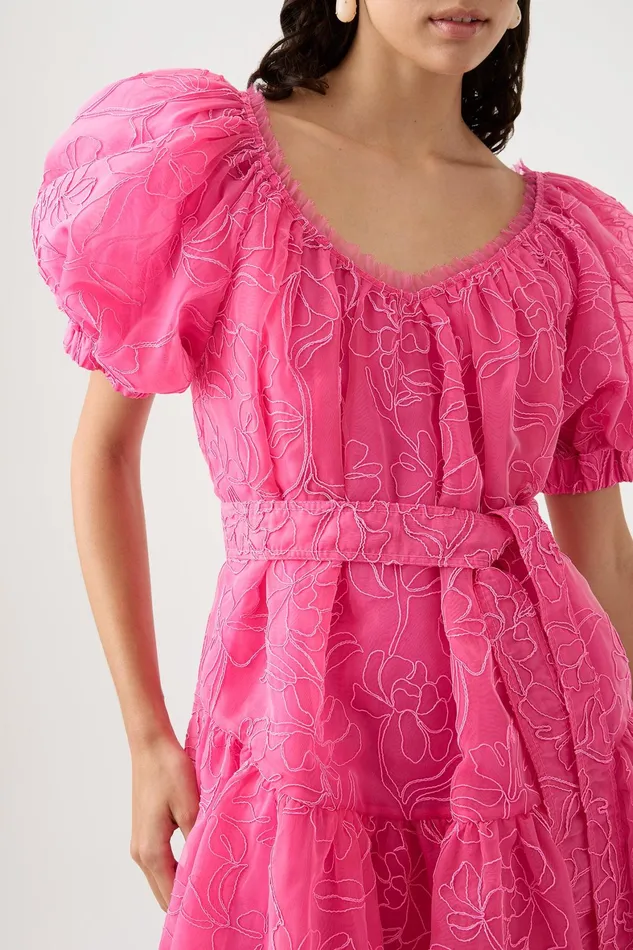Aje Evangeline Cornelli Midi Dress Protea Pink Women Dresses