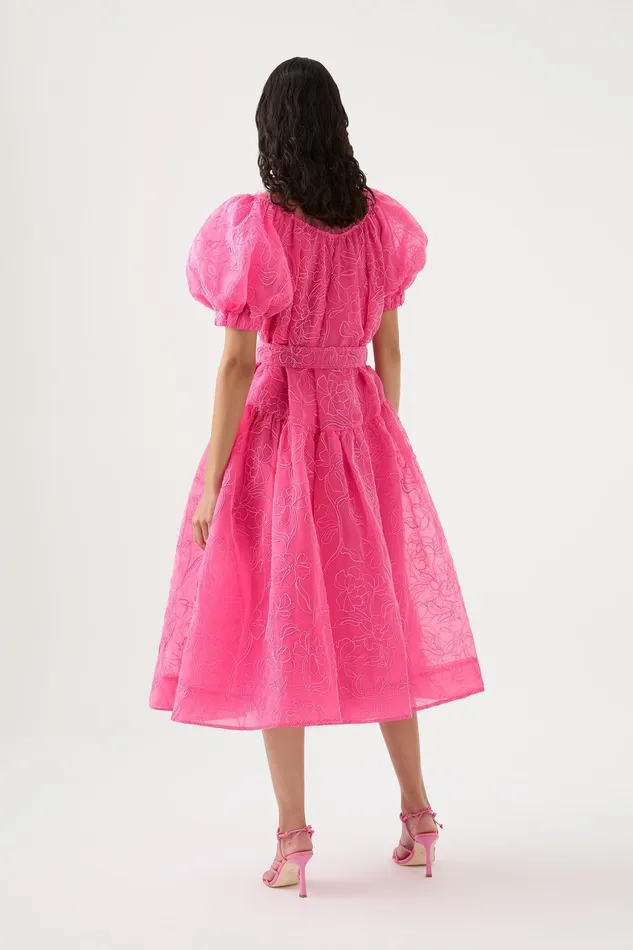 Aje Evangeline Cornelli Midi Dress Protea Pink Women Dresses
