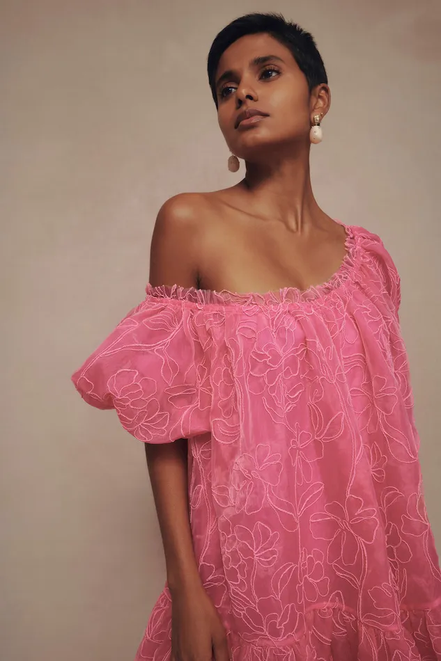 Aje Evangeline Cornelli Midi Dress Protea Pink Women Dresses