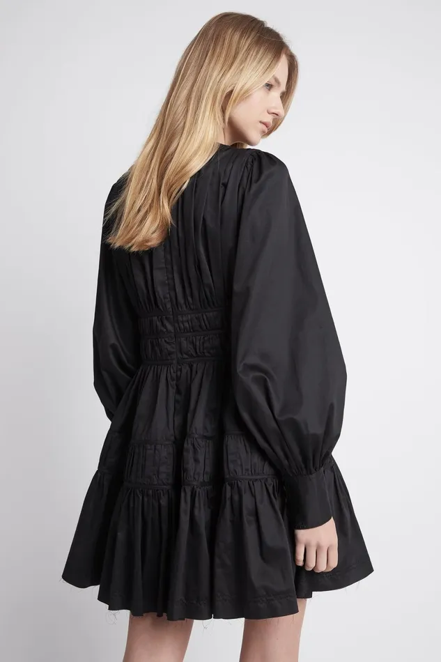 Aje Fallingwater Gathered Mini Dress Black Women Dresses