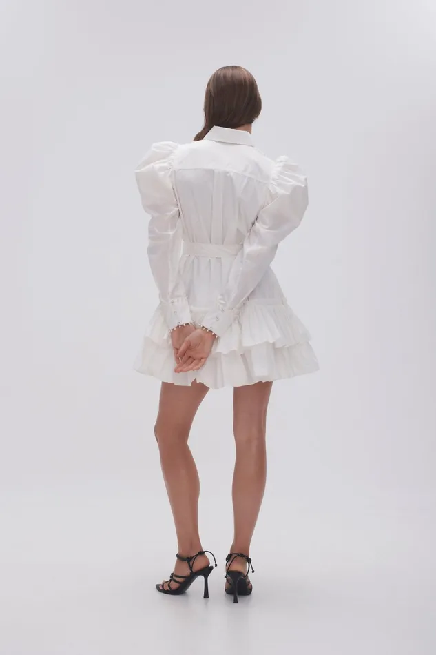 Aje Florence Pearl Trim Mini Dress Ivory Women Dresses