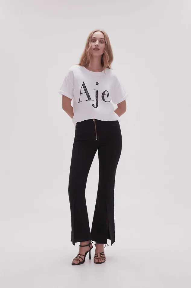 Aje Flossie Embellished Logo Tee Whiteblack Women Tees
