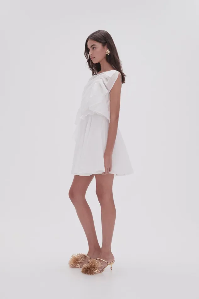 Aje Genesis Mini Dress Ivory Women Dresses