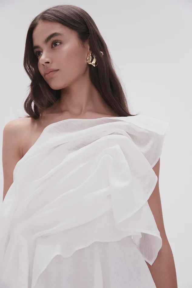 Aje Genesis Mini Dress Ivory Women Dresses