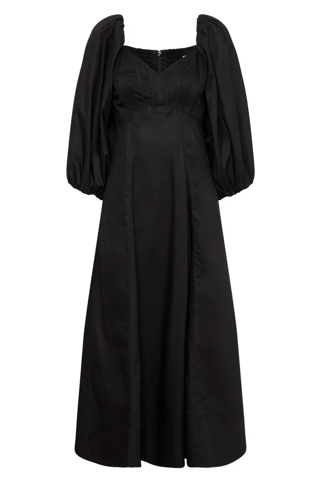 Aje Hester Corsetted Midi Dress Black Women Dresses