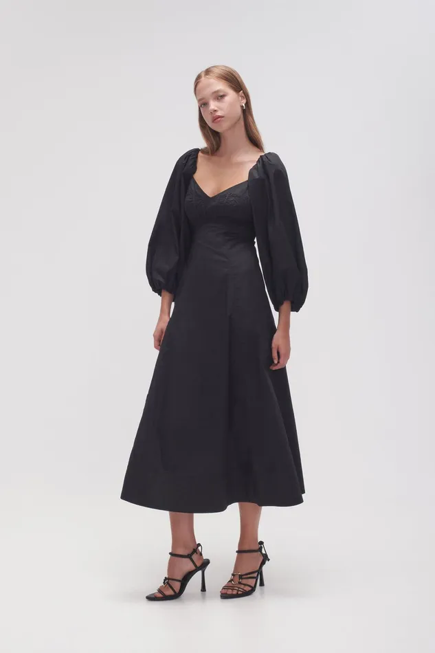 Aje Hester Corsetted Midi Dress Black Women Dresses
