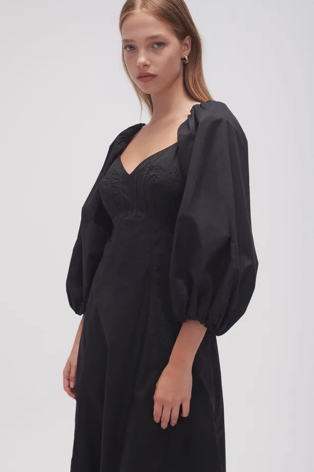 Aje Hester Corsetted Midi Dress Black Women Dresses