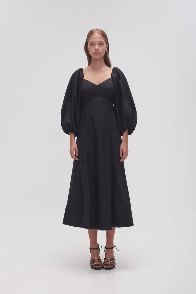 Aje Hester Corsetted Midi Dress Black Women Dresses