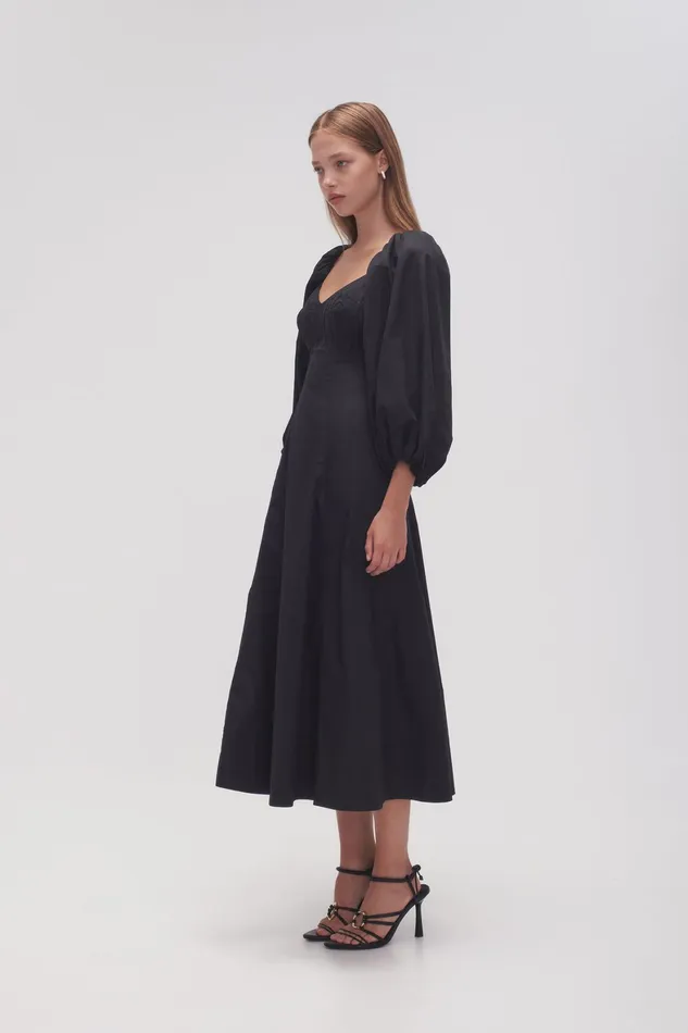 Aje Hester Corsetted Midi Dress Black Women Dresses