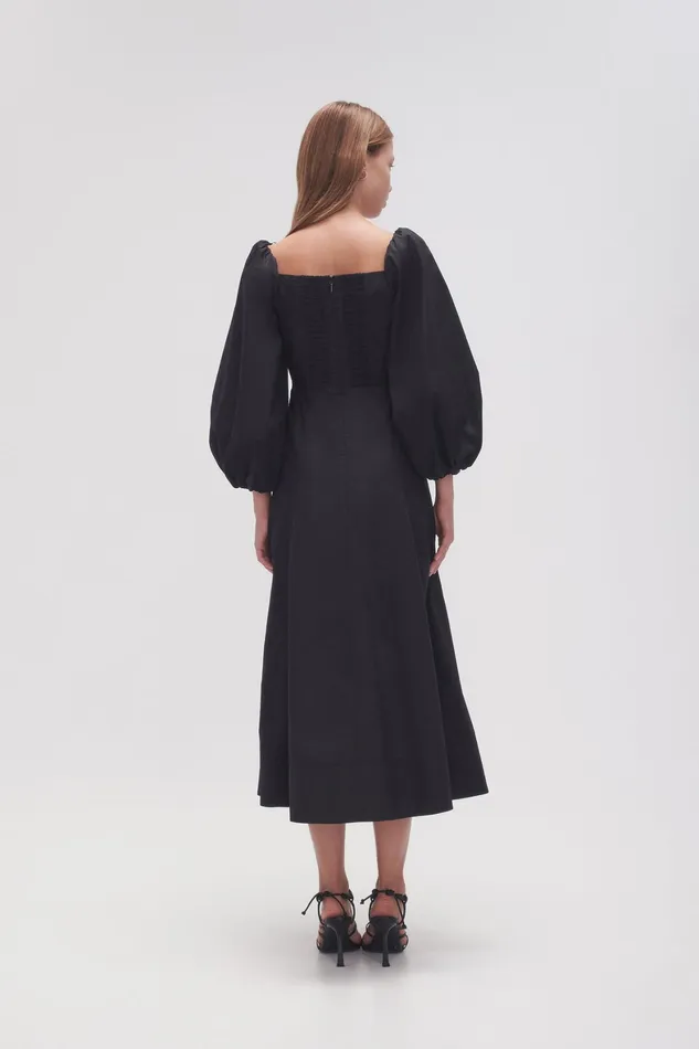 Aje Hester Corsetted Midi Dress Black Women Dresses