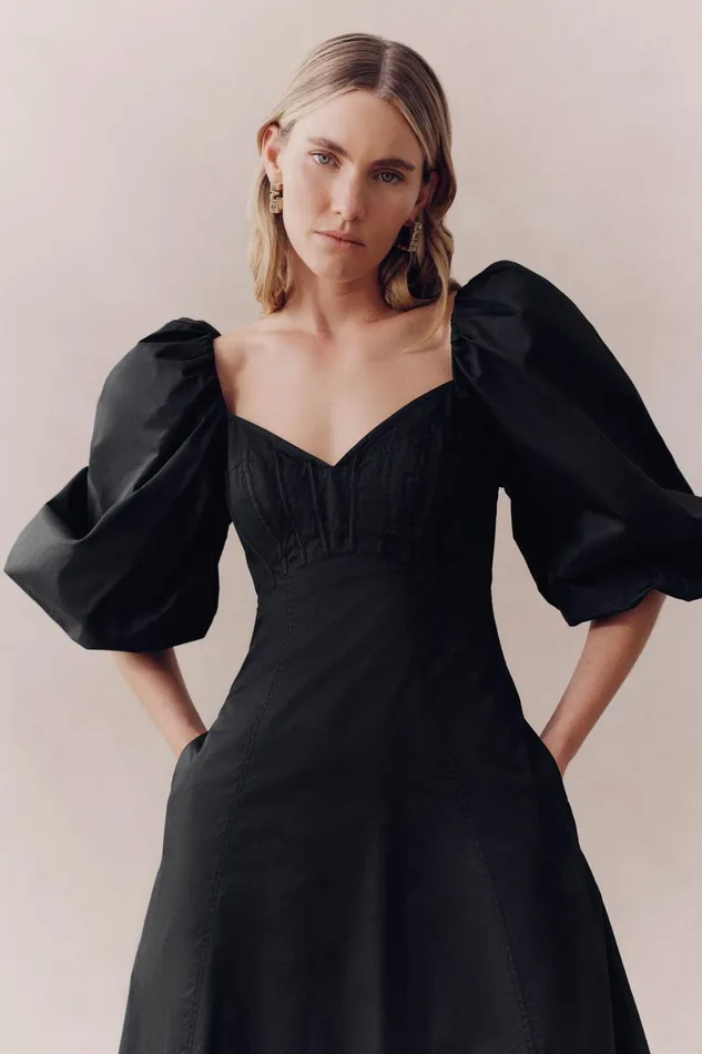 Aje Hester Corsetted Midi Dress Black Women Dresses