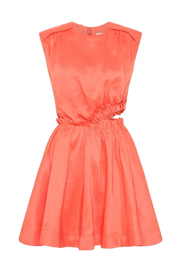 Aje Holly Cut Out Mini Dress Coral Women Dresses