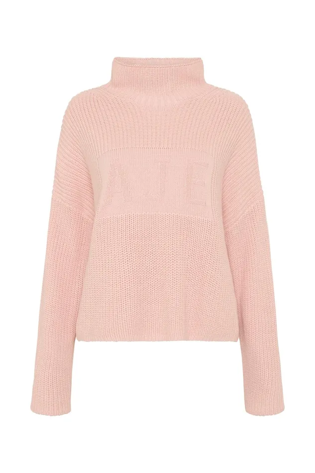 Aje Lou Logo Knit Jumper Blush Women Knitwear and Jumpers