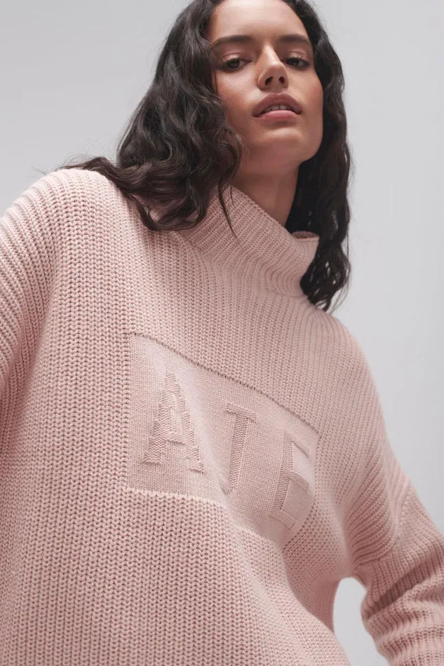 Aje Lou Logo Knit Jumper Blush Women Knitwear and Jumpers