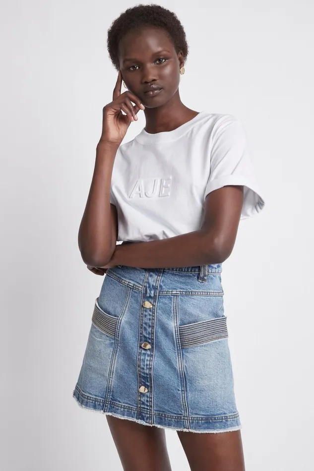 Aje Maya Denim Mini Skirt 90039s Wash Women Denim