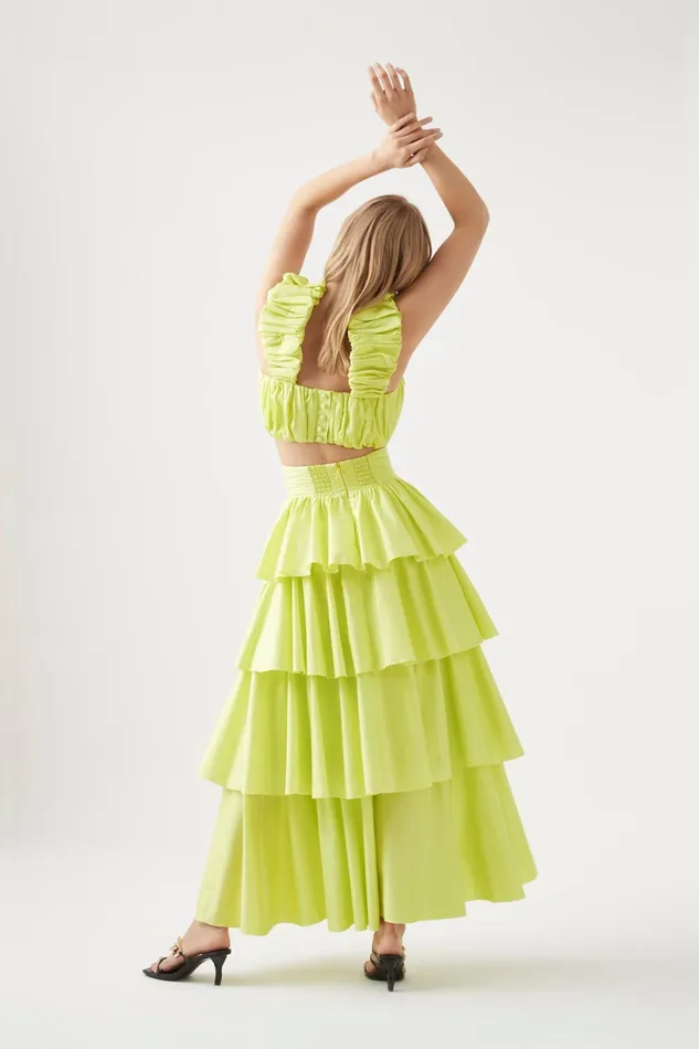 Aje Medina Ruched Cropped Top Light Lemon Women Tops