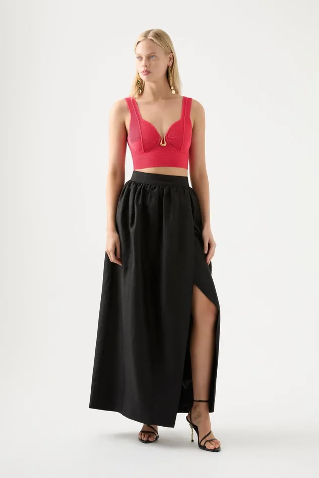 Aje Mirabelle Tulip Maxi Skirt Black Women Skirts