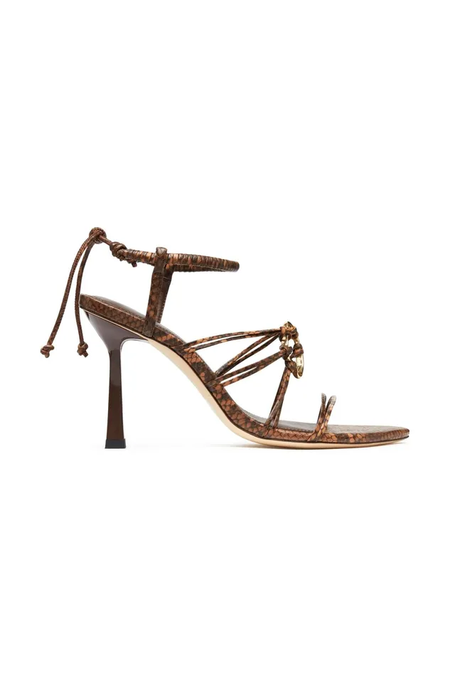 Aje Mirage Snake Effect Heel Sandal Brown Snake Effect Women Shoes