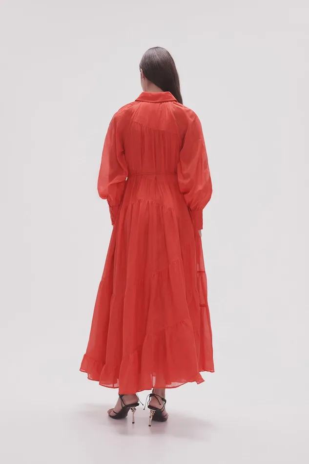 Aje Musing Smock Maxi Dress Scarlet Red Women Dresses