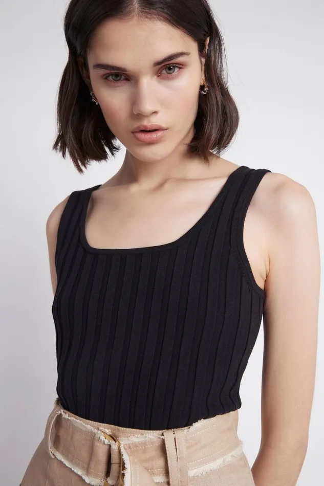 Aje Overture Ribbed Tank Black Women Tops
