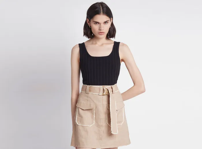 Aje Overture Ribbed Tank Black Women Tops