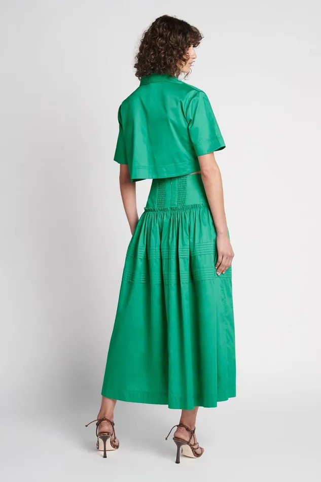 Aje Poised Pleated Midi Skirt Emerald Green Women Skirts