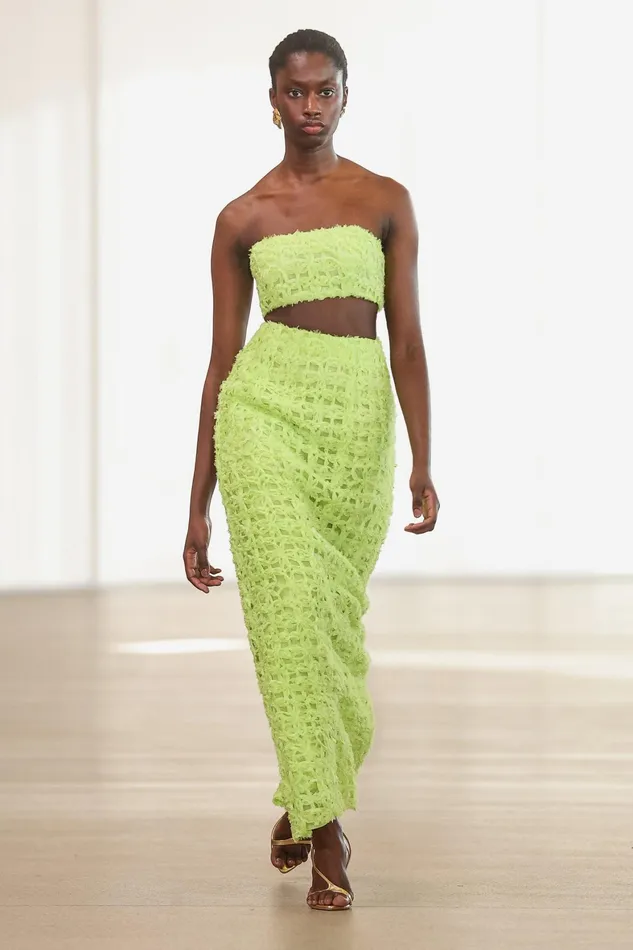 Aje Quintette Textured Bralette Light Lime Green Women Tops