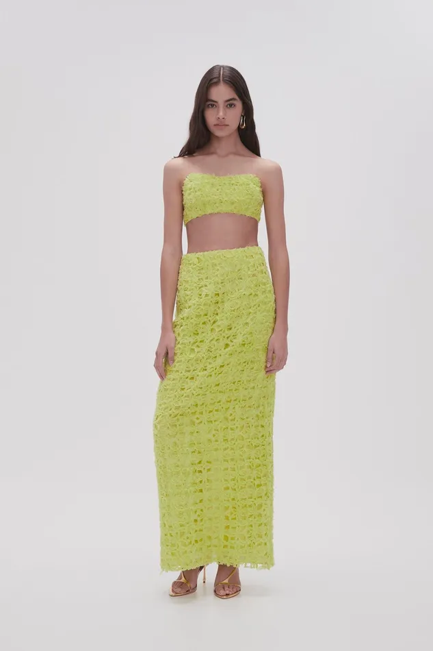 Aje Quintette Textured Bralette Light Lime Green Women Tops