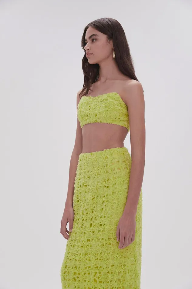 Aje Quintette Textured Bralette Light Lime Green Women Tops
