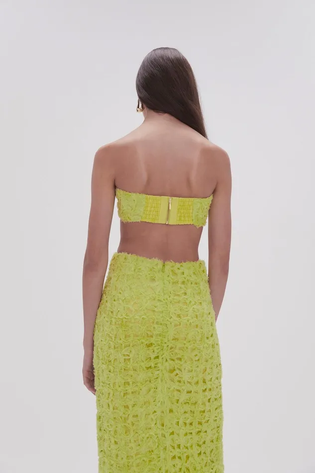 Aje Quintette Textured Bralette Light Lime Green Women Tops