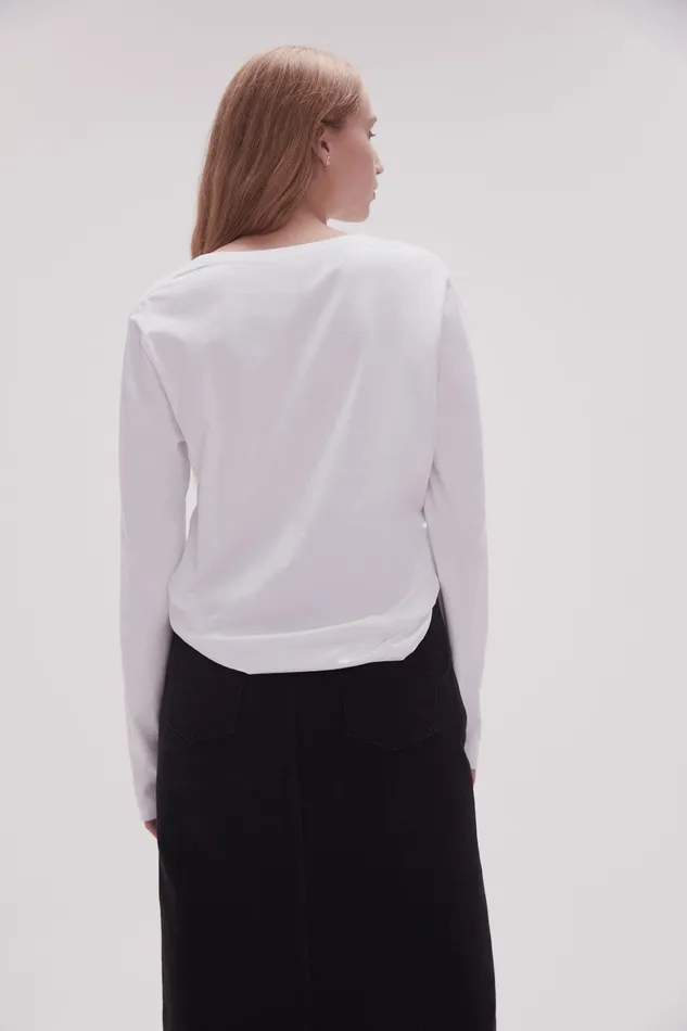 Aje Remi Long Sleeve Logo Tee Whiteblack Logo Women Tees