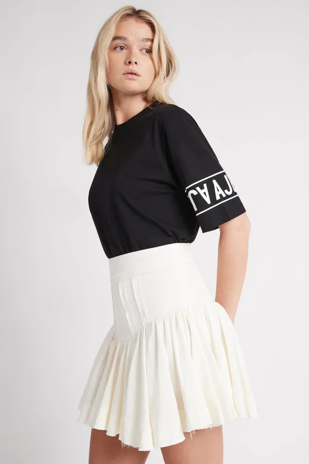 Aje Reverb Flip Mini Skirt Ivory Women Skirts