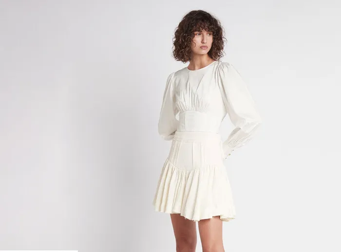 Aje Reverb Flip Mini Skirt Ivory Women Skirts