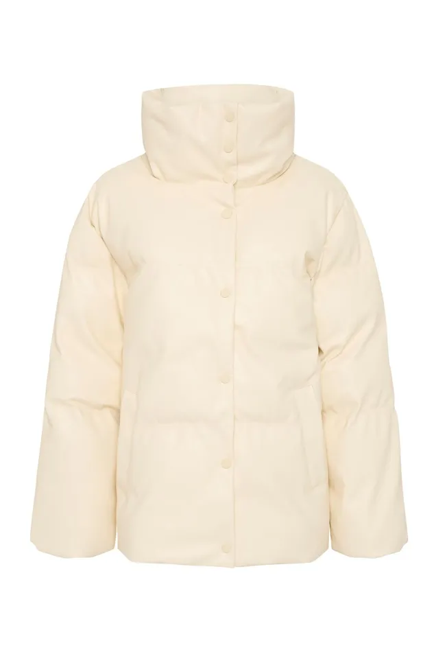 Aje Roamer Puffer Jacket Light Sandstone Beige Women Leather