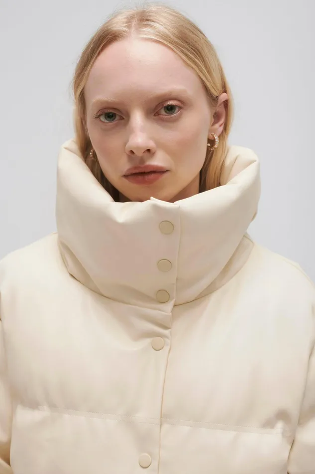 Aje Roamer Puffer Jacket Light Sandstone Beige Women Leather