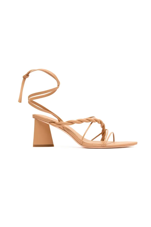 Aje Rosamund Strappy Twist Heel Sand Beige Women Shoes
