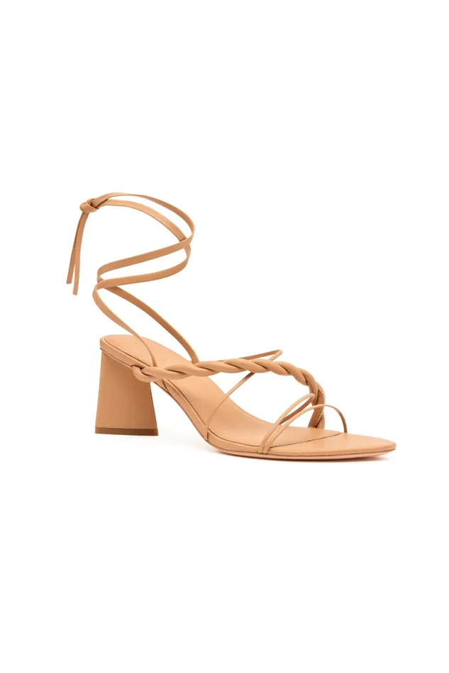 Aje Rosamund Strappy Twist Heel Sand Beige Women Shoes