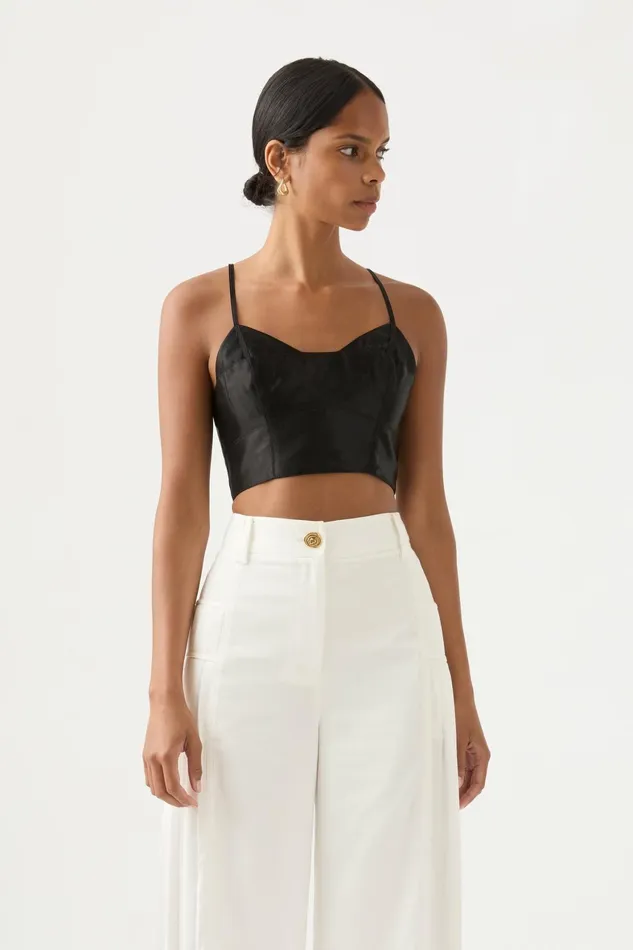 Aje Rowena Panelled Bralette Black Women Tops