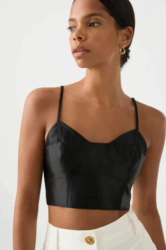 Aje Rowena Panelled Bralette Black Women Tops
