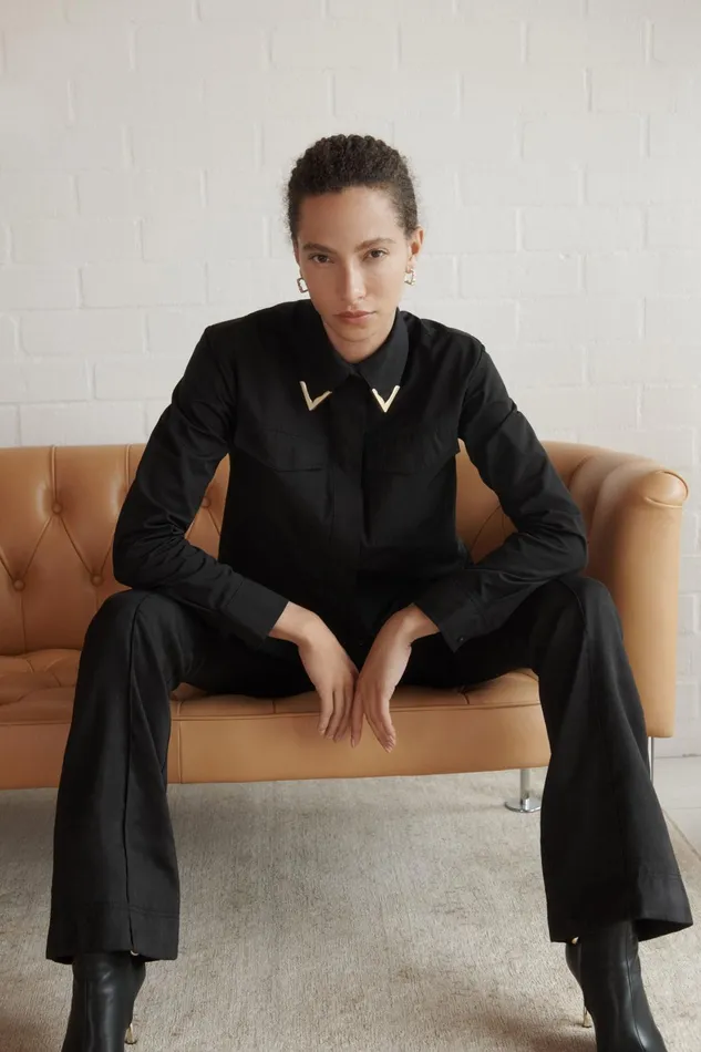 Aje Ryka Hardware Shirt Black Women Tops