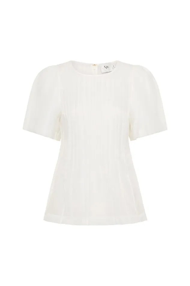 Aje Stella Linear Ruffle Top Ivory Women Tops