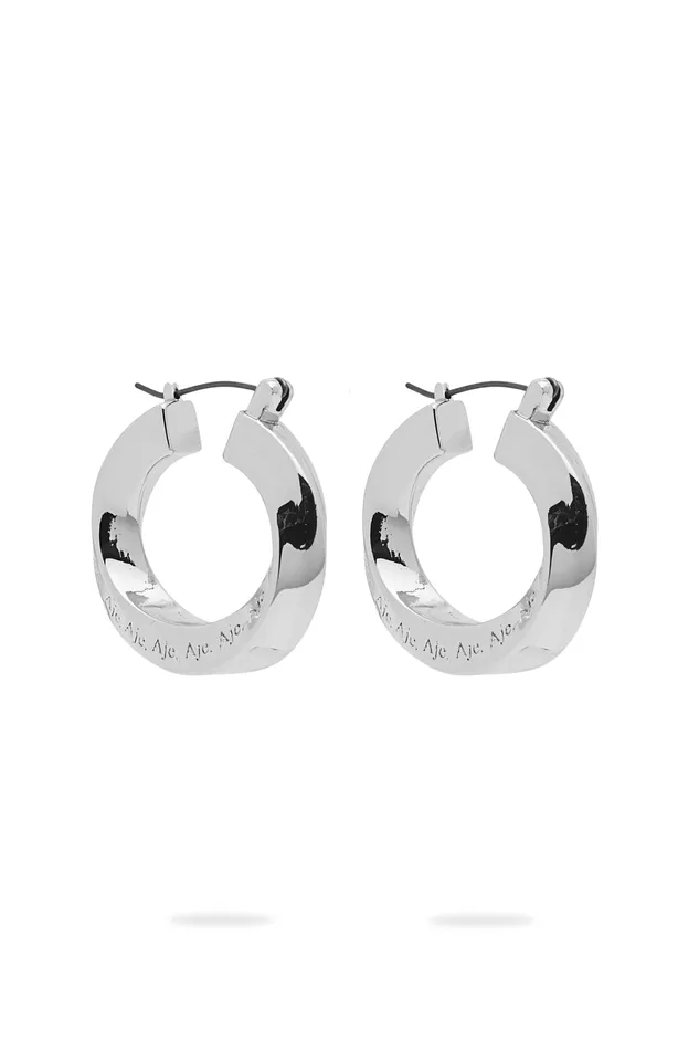 Aje The Mini Aje Sculpture Hoops Silver Women Jewellery