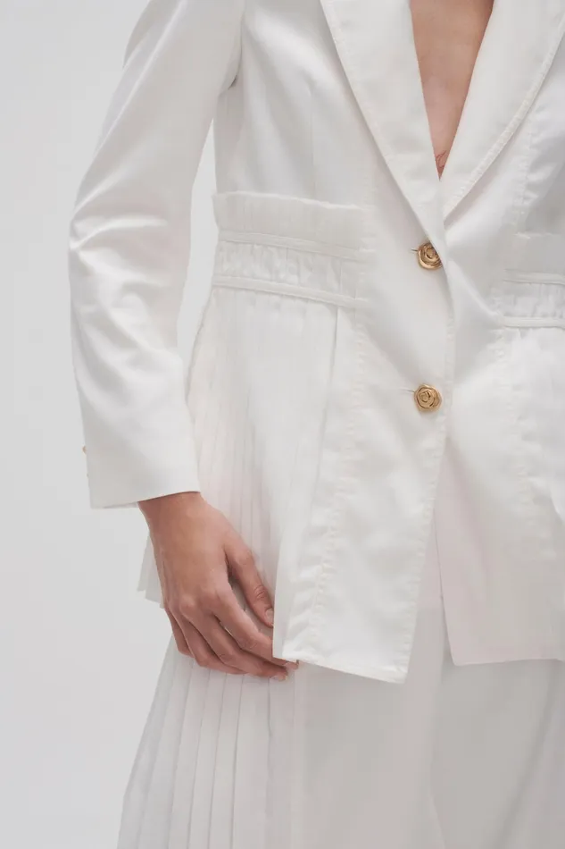 Aje Tranquility Pleated Jacket Ivory Women Blazers Jackets and Coats