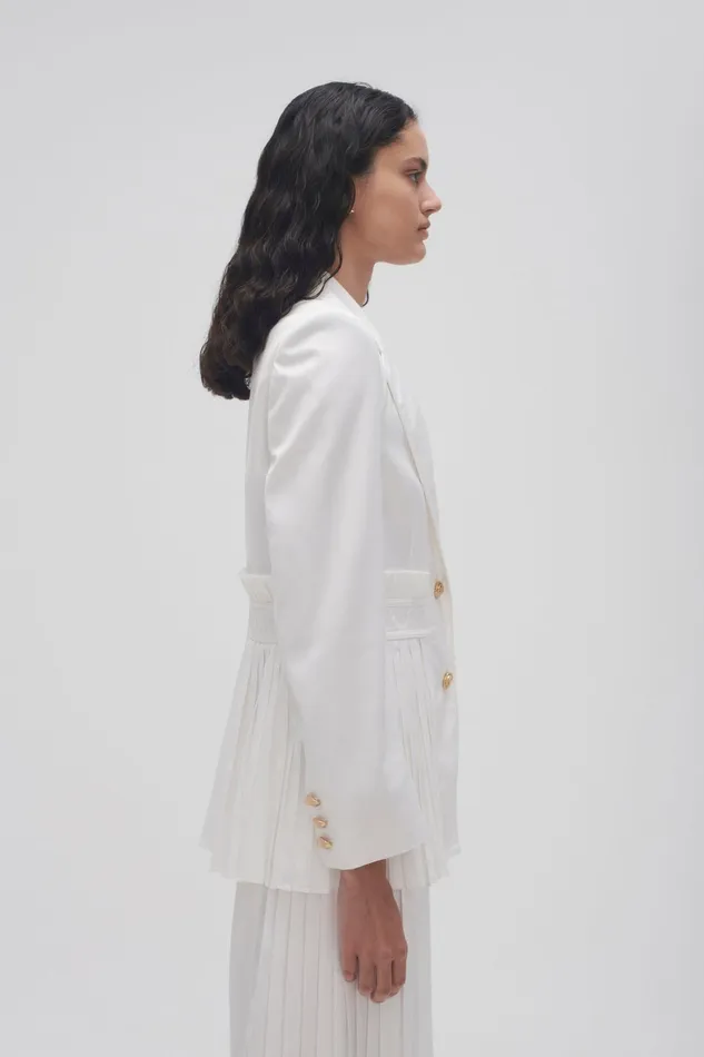 Aje Tranquility Pleated Jacket Ivory Women Blazers Jackets and Coats