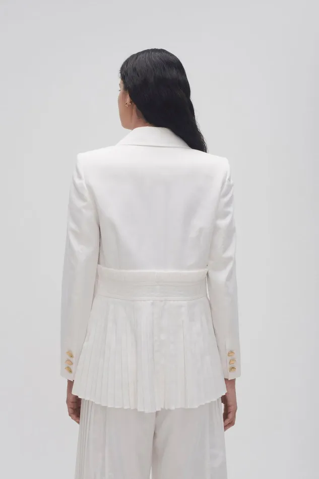 Aje Tranquility Pleated Jacket Ivory Women Blazers Jackets and Coats