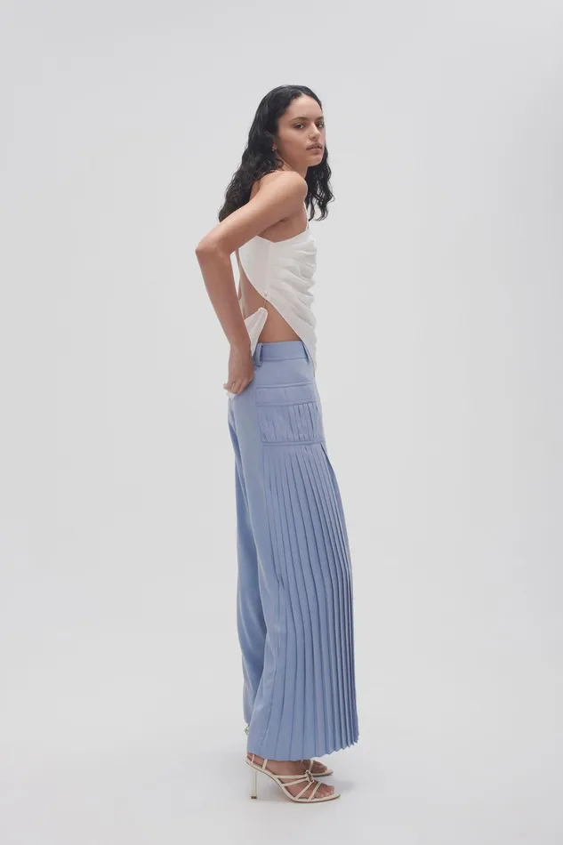 Aje Tranquility Pleated Pant Steel Blue Women Pants