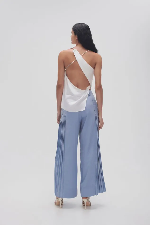 Aje Tranquility Pleated Pant Steel Blue Women Pants