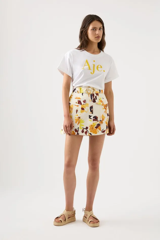 Aje Valerie Utility Mini Skirt Pressed Sunflowers Women Skirts